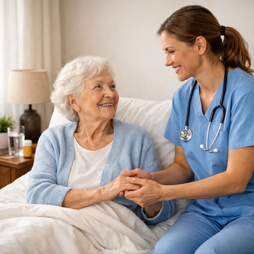 Nurse caring for patient